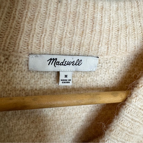 Madewell Cable Havener Pullover Sweater in Cream Heather Powder Size Medium - Picture 5 of 6